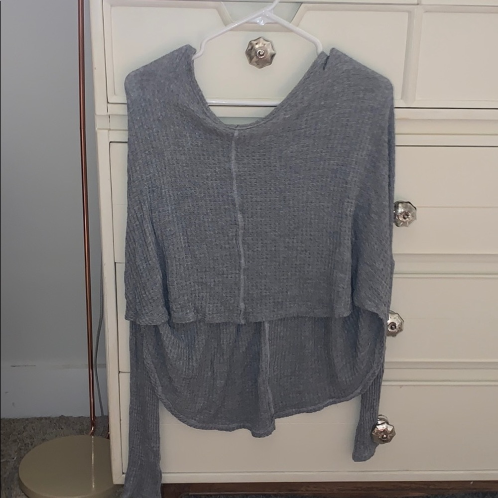 grey high low knit sweater